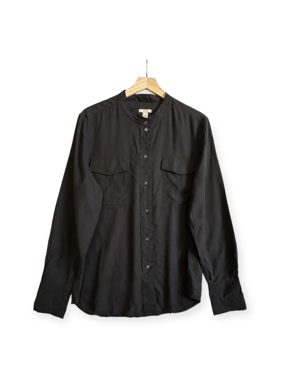 J.Crew Long Sleeve Silk Blouse, Black, Size L